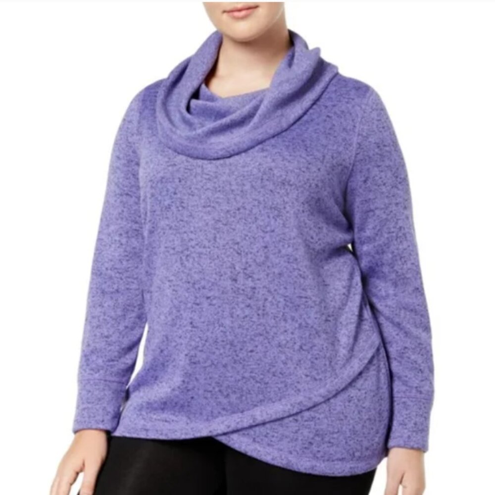 Ideology Cowl Neck Active Pullover Sweater in Purple Women's XS Extra Small